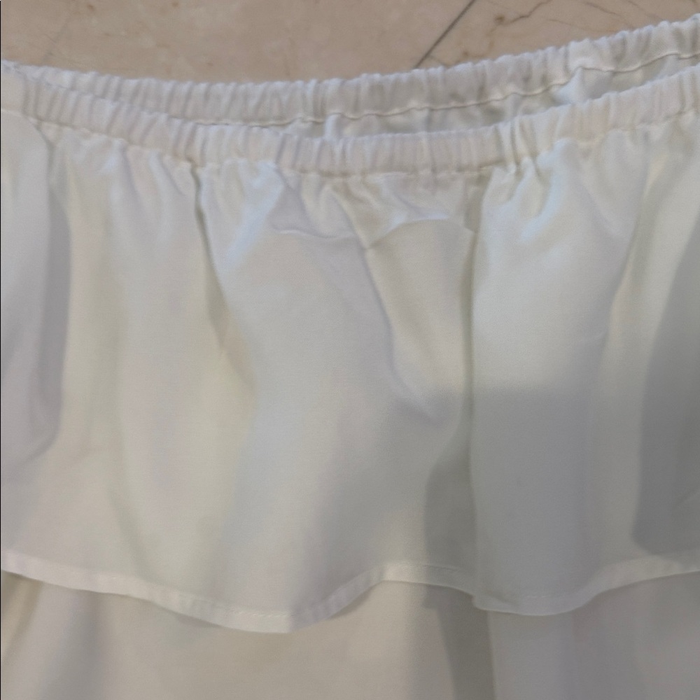 Halston Heritage Ruffled Off-Shoulder White Tube Top - Picture 10 of 11